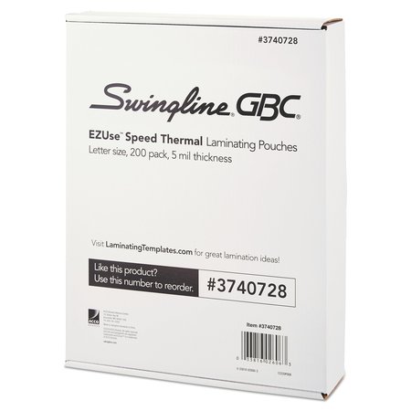 GBC EZUse Thermal Laminating Pouches, 5 mil, 9 x 11.5, Gloss Clear, PK200 3740728